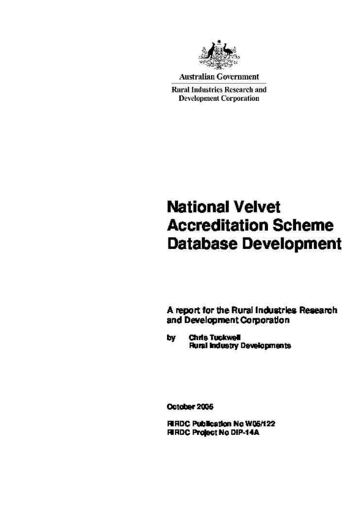 National Velvet Accreditation Scheme Database Development