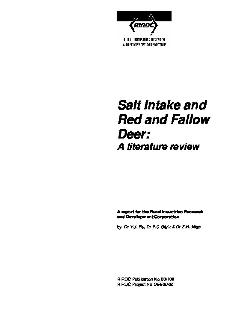 Salt Intake and Red and Fallow Deer: A literature review