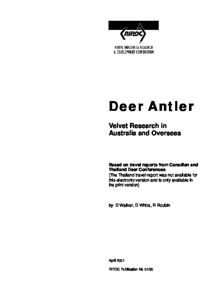 Deer Antler Velvet Research in Australia and Overseas