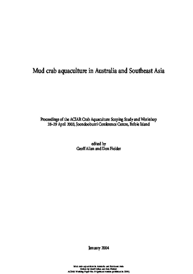 Mudcrab Aquaculture in Australia & Southeast Asia