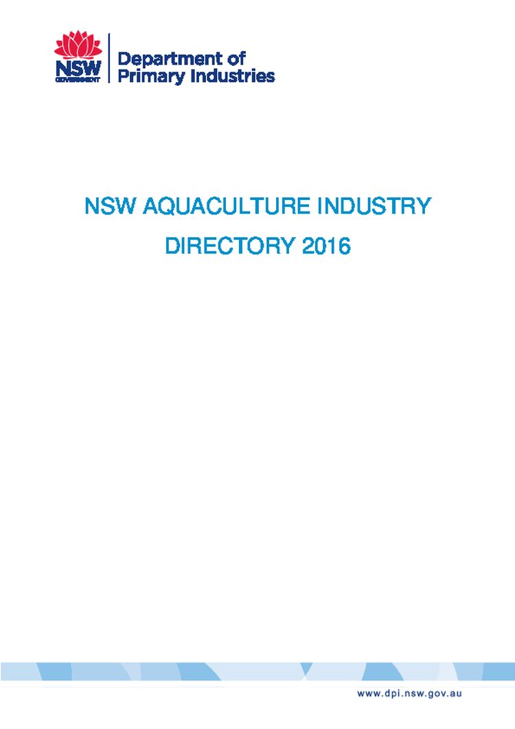 NSW Aquaculture Industry Directory 2016