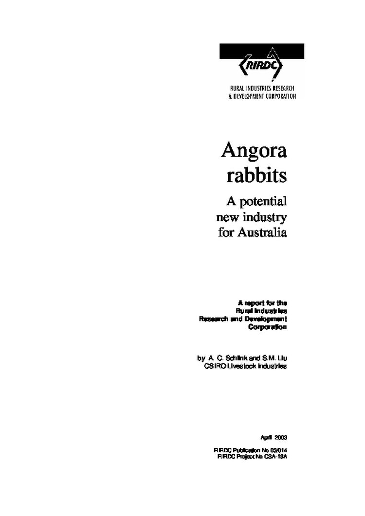 Angora rabbits - A potential new industry for Australia