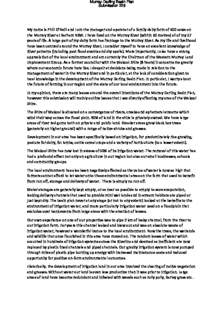 Murray-Darling Basin PlanSubmission 229