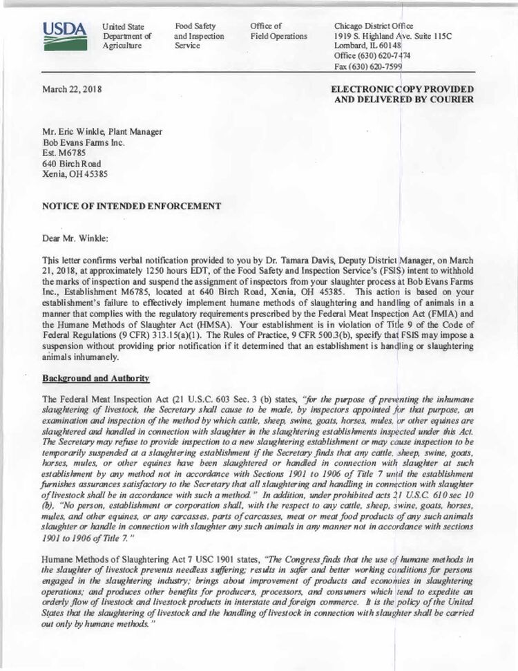 3/22/18 Notice of Intended Enforcement