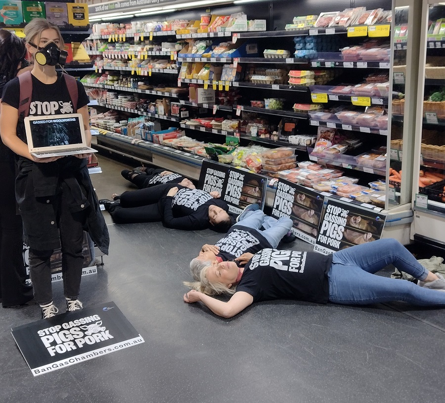 Activists stage 'die-in' at supermarket