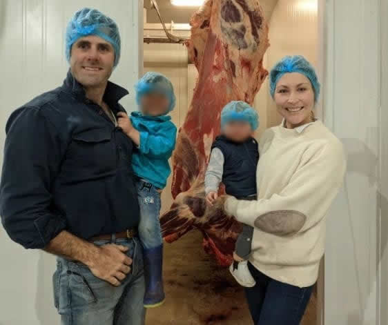 Stephanie Trethewey (2024 Tasmanian of the Year) and husband Sam, standing in their slaughterhouse, The Local Meat Co - which has been exposed for horrific animal cruelty