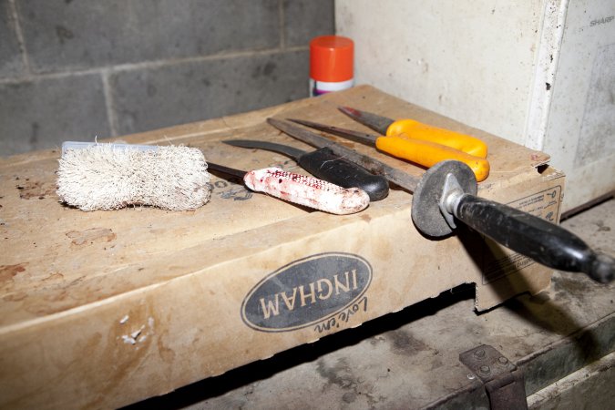 Knives in slaughter room