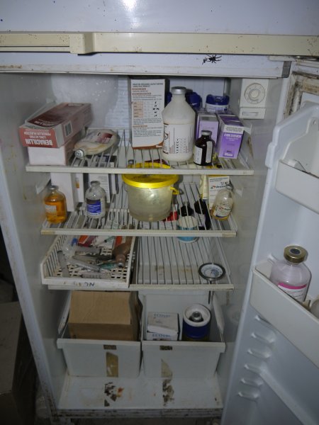 Fridge of injections, medications for pigs