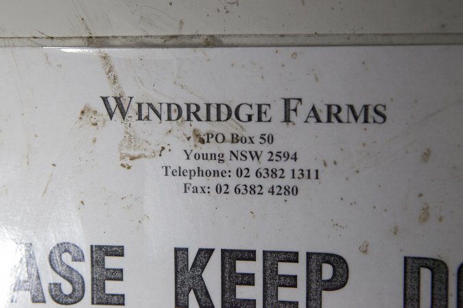 Windridge Farms label on entrance sign