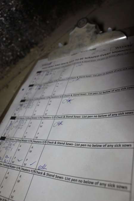 Farrowing shed checklist