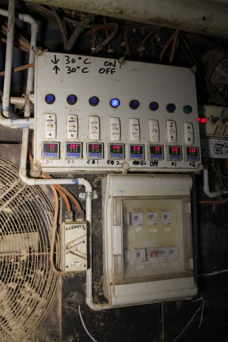 Control panel in farrowing shed