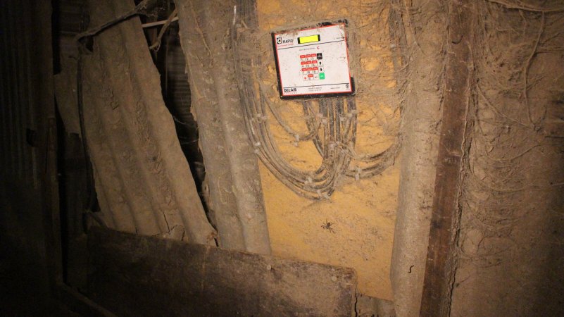 Control panel on wall of farrowing shed