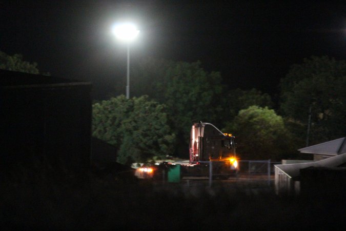Corowa slaughterhouse outside at night