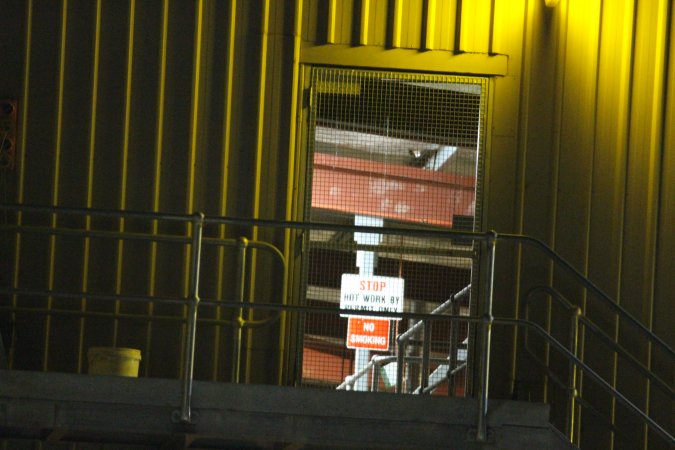 Corowa slaughterhouse outside at night
