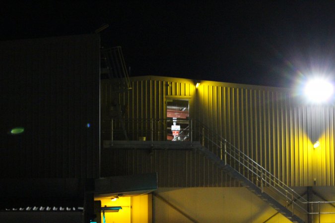 Corowa slaughterhouse outside at night