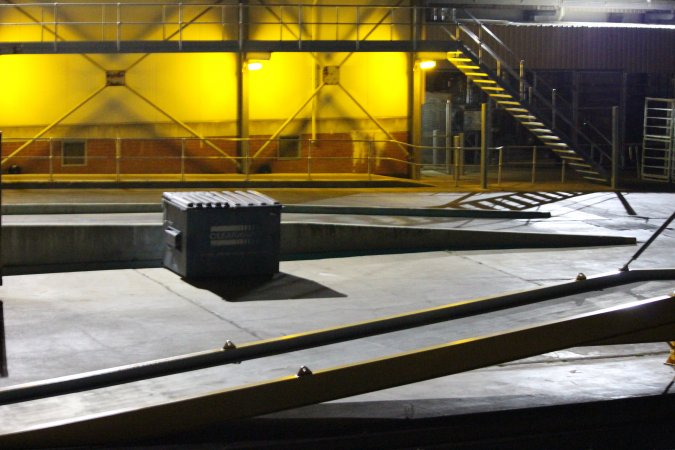 Corowa slaughterhouse outside at night