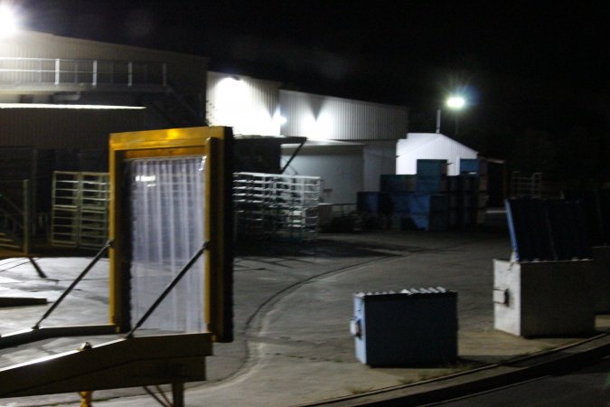 Corowa slaughterhouse outside at night
