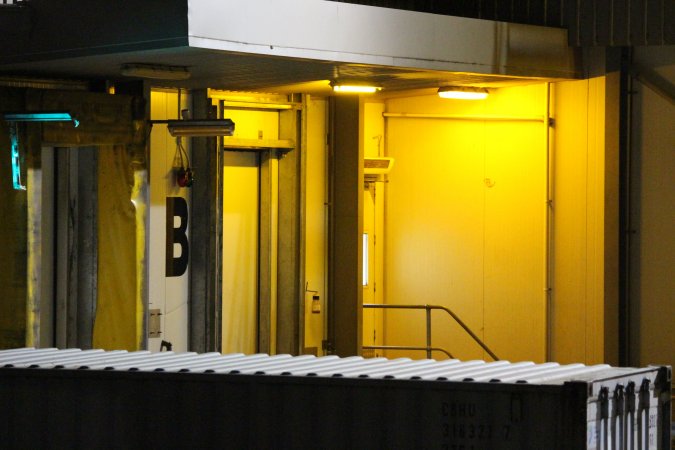 Corowa slaughterhouse outside at night