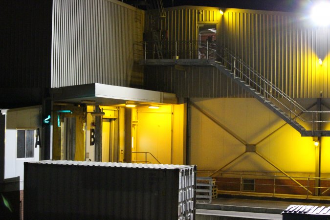 Corowa slaughterhouse outside at night