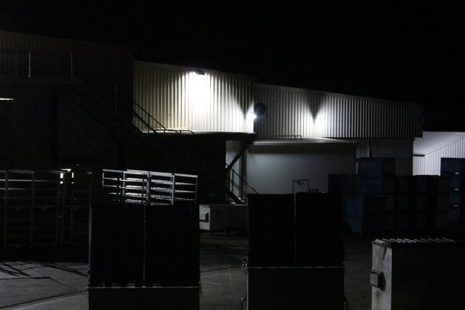 Corowa slaughterhouse outside at night
