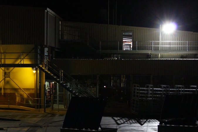 Corowa slaughterhouse outside at night
