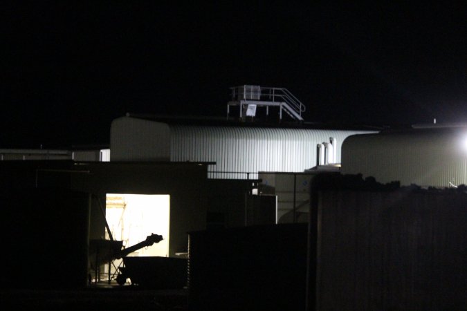 Big River Pork slaughterhouse at night