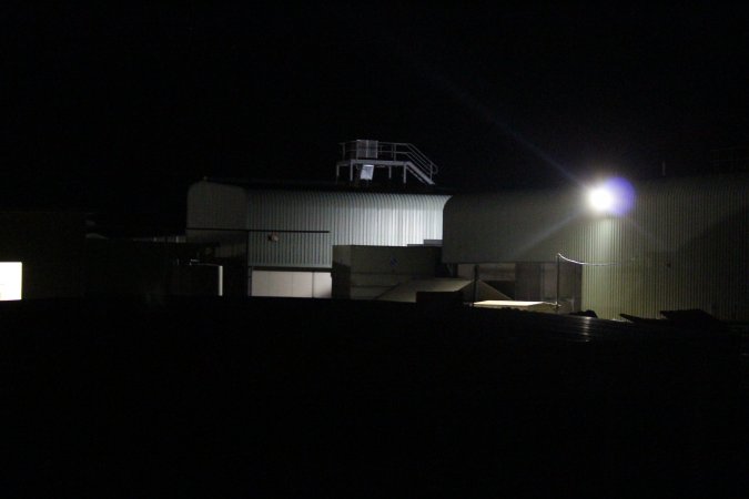 Big River Pork slaughterhouse at night