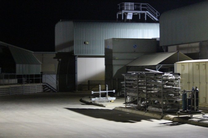 Big River Pork slaughterhouse at night