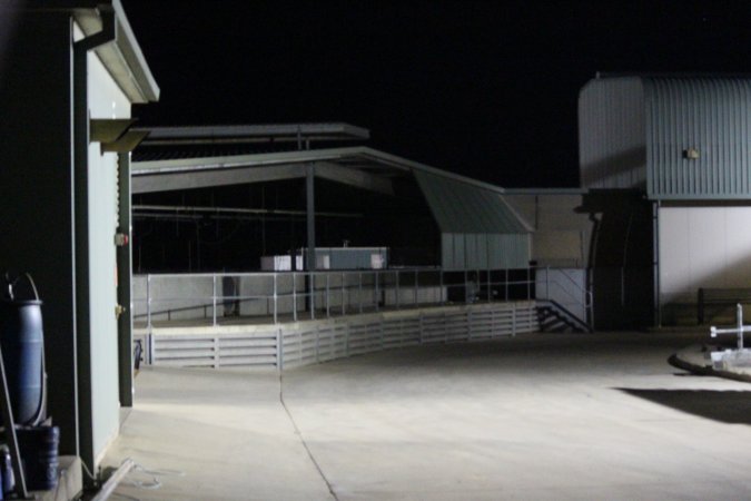 Big River Pork slaughterhouse at night