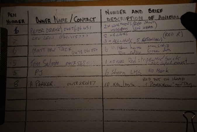 Animal dropoff form - sheep and goats