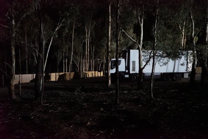 Truck parked at east side of hatchery