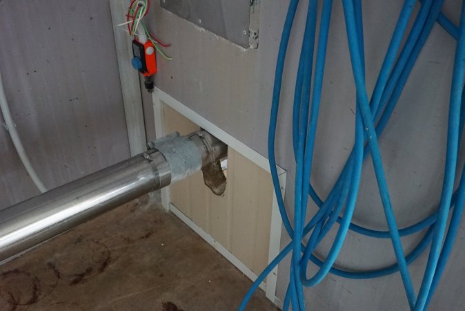 Pipe leading out from macerator room