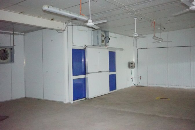 Door into loading dock from debeaking room