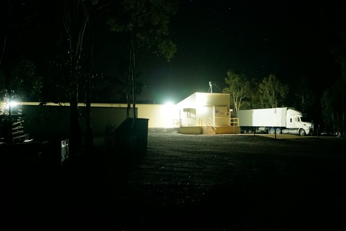 Truck parked near unloading dock