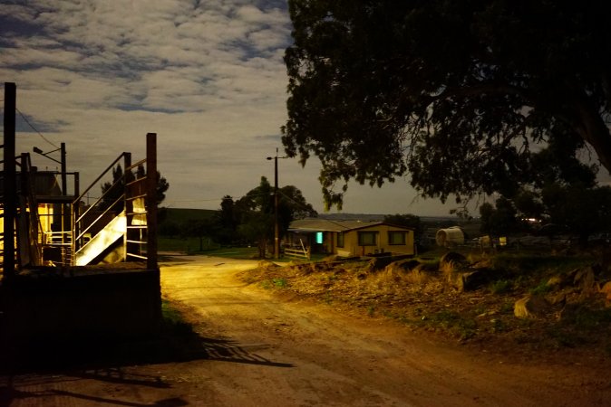 Exterior of slaughterhouse, early morning