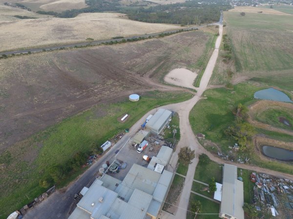 Aerial drone view of slaughterhouse