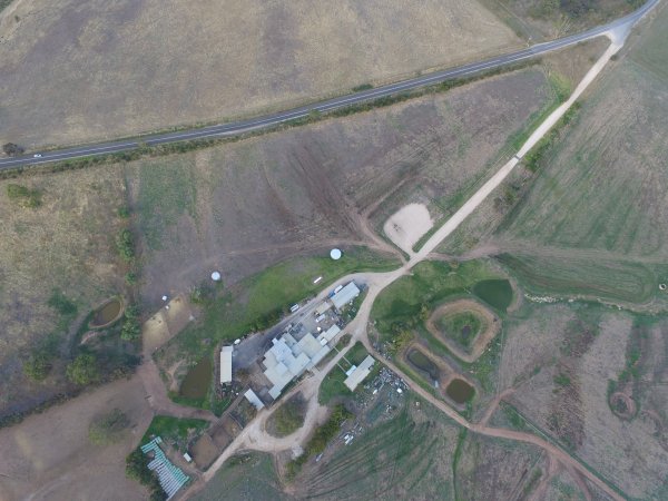 Aerial drone view of slaughterhouse