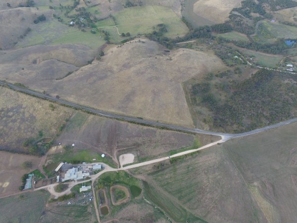 Aerial drone view of slaughterhouse