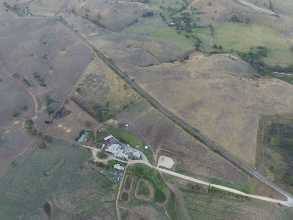 Aerial drone view of slaughterhouse