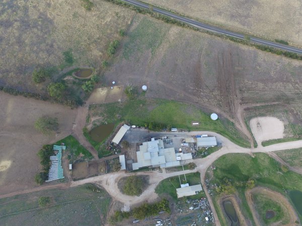 Aerial drone view of slaughterhouse