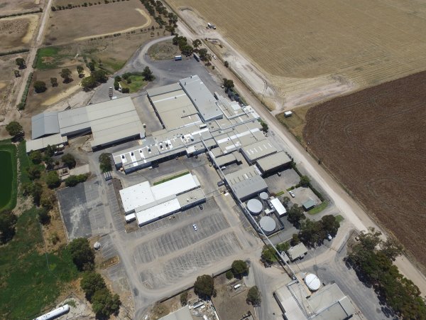 Aerial drone view of slaughterhouse