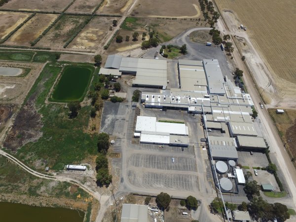 Aerial drone view of slaughterhouse