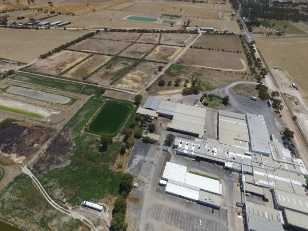 Aerial drone view of slaughterhouse