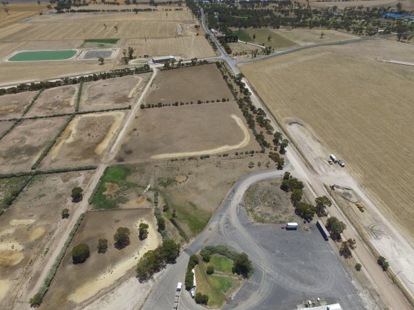 Aerial drone view of slaughterhouse