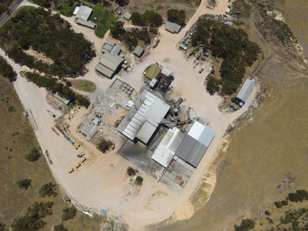 Drone flyover of rendering plant