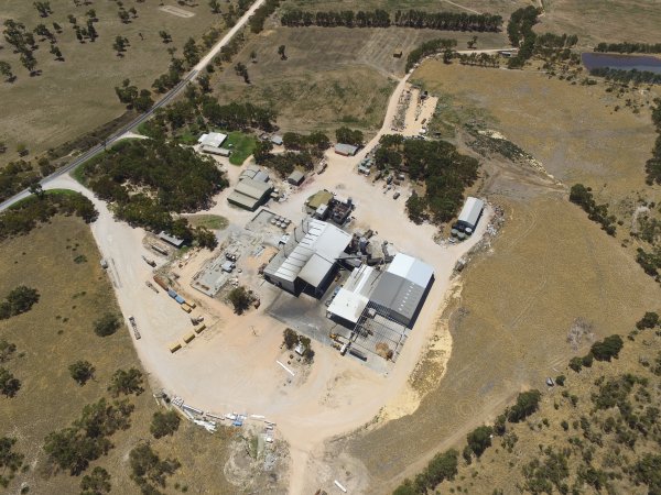 Drone flyover of rendering plant