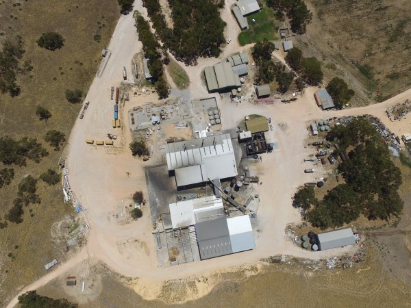 Drone flyover of rendering plant