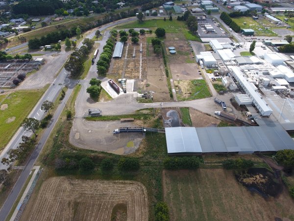 Aerial drone view of slaughterhouse