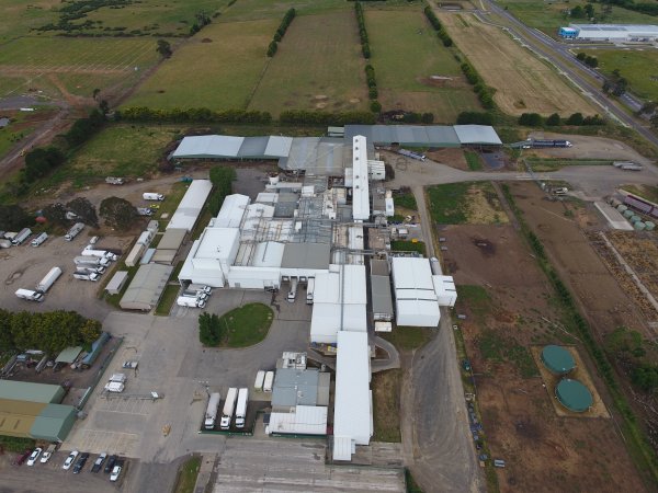 Aerial drone view of slaughterhouse