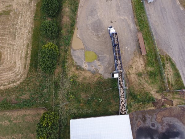 Aerial drone view of slaughterhouse